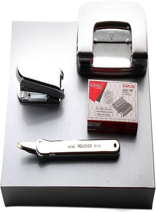 Set of punch + remover + stapler + pin box KANEX indian